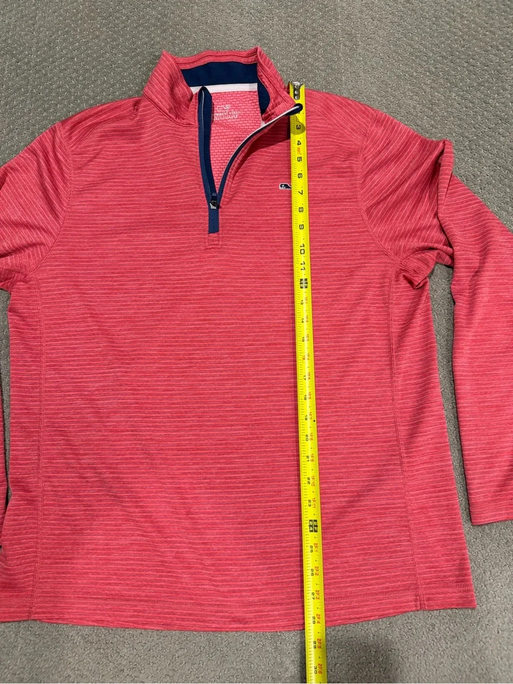 Vineyard Vines Coral Pink Performance Striped Quarter-Zip Pullover